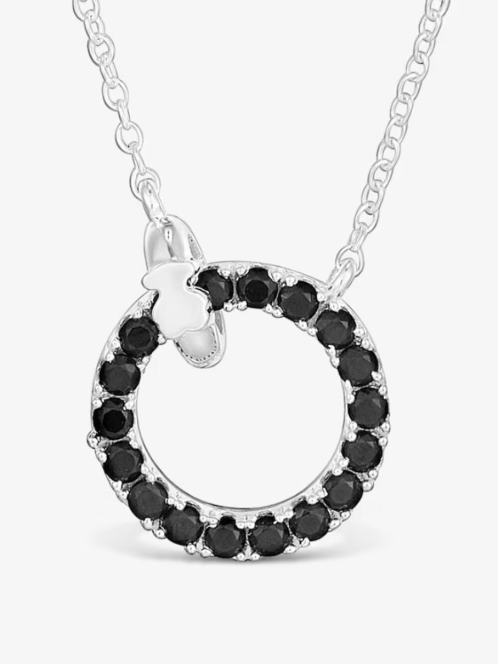 Tous Silver Necklace with black spinel Tous Straight
